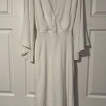Tussah Taylah White Faux Wrap Dress Fairy Flowy Angelic Bell Asymmetric Sleeves Photo 2