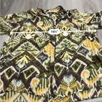 ZARA  Brown‎ & Green Boho Aztec Print Sheer Long Sleeve Button Down Shirt Size L Photo 8
