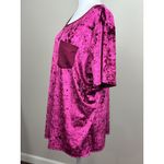 NEW Evri Top 1X Stretch Crushed Velvet Pocket Tee Shirt Magenta Pink Blouse Plus Photo 4
