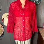 Alfred Dunner Buttonup Red Anchor Shirt Medium Photo 2