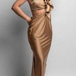 Katherin Aarhus Cintya Ruffled One Shoulder Maxi Dress Copper Gold Women's OS Size undefined Photo 0