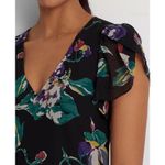 Ralph Lauren V-neck Ruffled Hem Floral Georgette Drop Waist Layered Dres Sz 4 Photo 3