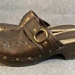 Lower East Side  9.5 Vintage 90s Y2K brown Leather Slip On Chunky Platform Mules Photo 14