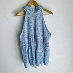 ZARA  Lace Babydoll Top Bow Sz Large Sky Blue Photo 1