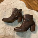 Anthropologie Chio Studded Block Heel Bootie Size 40 Brown Kissre Side Zip Made Spain Boots Photo 4