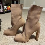 Lulus Synoy light nude square toe mid calf sock boots never worn Photo 3