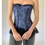 Frederick's of Hollywood Y2K Frederick’s of Hollywood bustier in purple with black lace ruffles size 34 Photo 0