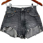ZARA  High‎ Rise Mom Cut Off Black Washed Jeans Size 0 Photo 0
