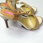 Isaac Mizrahi  Isbelle Gold and Tan High Heel Sandals Size 9.5 Photo 1