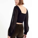 Urban Outfitters  Black Lena Sheer Sleeve Square Neck Top Photo 4