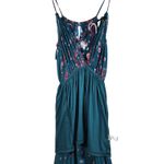 Fate‎ Floral Maxi Dress Teal Blue Pink Spaghetti Strap Elastic Waist M Halter Size M Photo 8