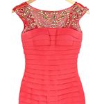 Sherri Hill  Sleeveless Coral Pink Embellished Cocktail Dress 0 Sheer Beaded Neck Photo 2
