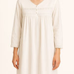 1990s Eileen West White Cotton Lace Pintuck Nightgown Medium Photo 0