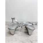 Caslon  Sandals Size 9 Silver Leather Paola Open Square Toe Wedges Photo 4