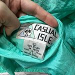 Casual Isle Vintage  Reversible Windbreaker Pastel Teal Floral Size L 90s Nylon Photo 6
