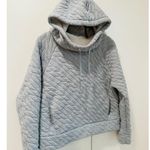 Gap Fit Hoodie Jaquard Print funnel neckline Size Medium Grey White Athletic Photo 6
