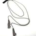 NWT BCBGMaxAzria Toggle Dual Chain Long Tassel Necklace Silver tone Rocker Biker Photo 4