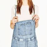 ZARA Basic Z1975 Denim Distressed Button Overalls Jumpsuit Light Wash Small Photo 2