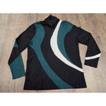 Chico's  Intarsia Mock Neck Tunic Colorblock Sweater Black Cream Jade Green 2 L Photo 3