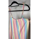 Buddy Love Women's Small Mini Dress Striped Tie Shoulder Bright Pastel Colorful Photo 1