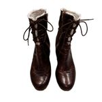 Michael Kors Rory Shearling Wedge Lace-Up Ankle Boots Distressed Leather, Sz 11 Photo 4