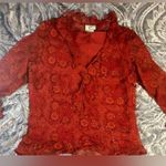 Vintage 90’s Paisley & Sequin/Beadwork Ice Brand Silk Blouse Large Red Photo 12