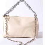 Callie Lives Cream w/ Silver Ruched Handle Crossbody Bag with detachable chain Photo 3