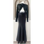 Safiyaa BLACK Cutout Beaded Belt Gown with Gun Metal, Size FR42 US10 NWT $2,615 Photo 14