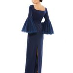 Mac Duggal  11233 Womens Navy Flounce Sleeve Square Neck Column Gown Photo 4