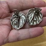 Unique Vintage Vintage Two Tone Leaf Clip on statement Earrings Photo 3