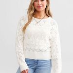 Z Supply  Women’s Kasia Crochet Open Knit Sweater in Ivory Size L Photo 1