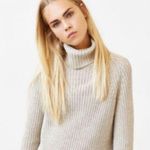 Urban Outfitters uo taupe knit shirttail turtleneck sweater side slit small Photo 0