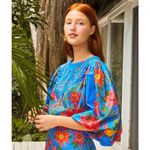 Farm Rio Tropical Tapestry Blouse Lace Inset Sz. S Photo 1