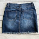 REWASH Women’s  Vintage Reunion Denim Dark Blue Distressed Raw Hem Skirt Sz 3 Photo 1