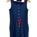 Tuckernuck Navy Sleeveless Dress White Collar Red Trim Drawstring Waist Size S Photo 0