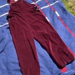 Vintage Real Comfort full length burgundy velour overalls Women’s size 14 Red Photo 0