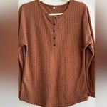 Amazon Waffle Knit Thermal Long Sleeve Shirt, Burnt Orange/Brown, Size Medium Photo 3