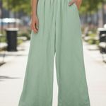 Cotton On Sage Green Pants High Elastic Waist Palazzo Boho Trousers Small 4 Photo 0