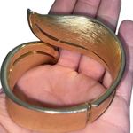 Trifari Singed Crown  Hinge Cuff Gold Tone Bracelet Rare 1960s Photo 4