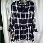 Mud Pie Mud‎ Pie Women's Plaid Tunic Top Size M Button Front Long Sleeve Casual Photo 10