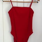 Topshop Red Ribbed Bodysuit Photo 0