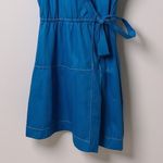 Derek Lam 10 Crosby Wrap Dress‎ Women's Size 6 Blue Drape Collar Chic Photo 3