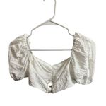 Edikted Crop Top Womens XS White Puffed Sleeve Crinkled Ruffled Photo 1