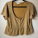 Known Supply Women’s LEONORA TOP STRIPE Flutter Sleeve Top 100% Organic Cotton Size M Photo 1