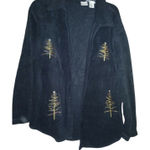 Glitterwear Granny Chic Ugly Christmas Tree Black Fleece Jacket Women's‎ XL Photo 0