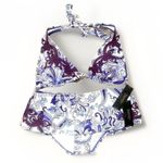 Laundry by Shelli Segal LAUNDRY NWT Bikini Small Swimwear Triangle Top Ruffle Bottom Paisley Embroidered Photo 1