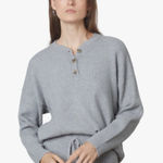 NIA Sweater Womens Medium Grey Waffle Knit Henley Pullover‎ Gray Photo 0