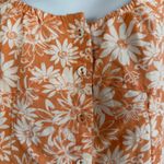 Blu Pepper Orange Daisy Print Button Front PuffSleeve MiniDress Sundress Small Cottagecore Photo 2