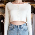 Brandy Melville  Cropped White Knit Cardigan Photo 2