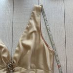 Rampage  Champagne Evening Gown Deep V Neck Ruffle Front Zip Back Size 13 Photo 9